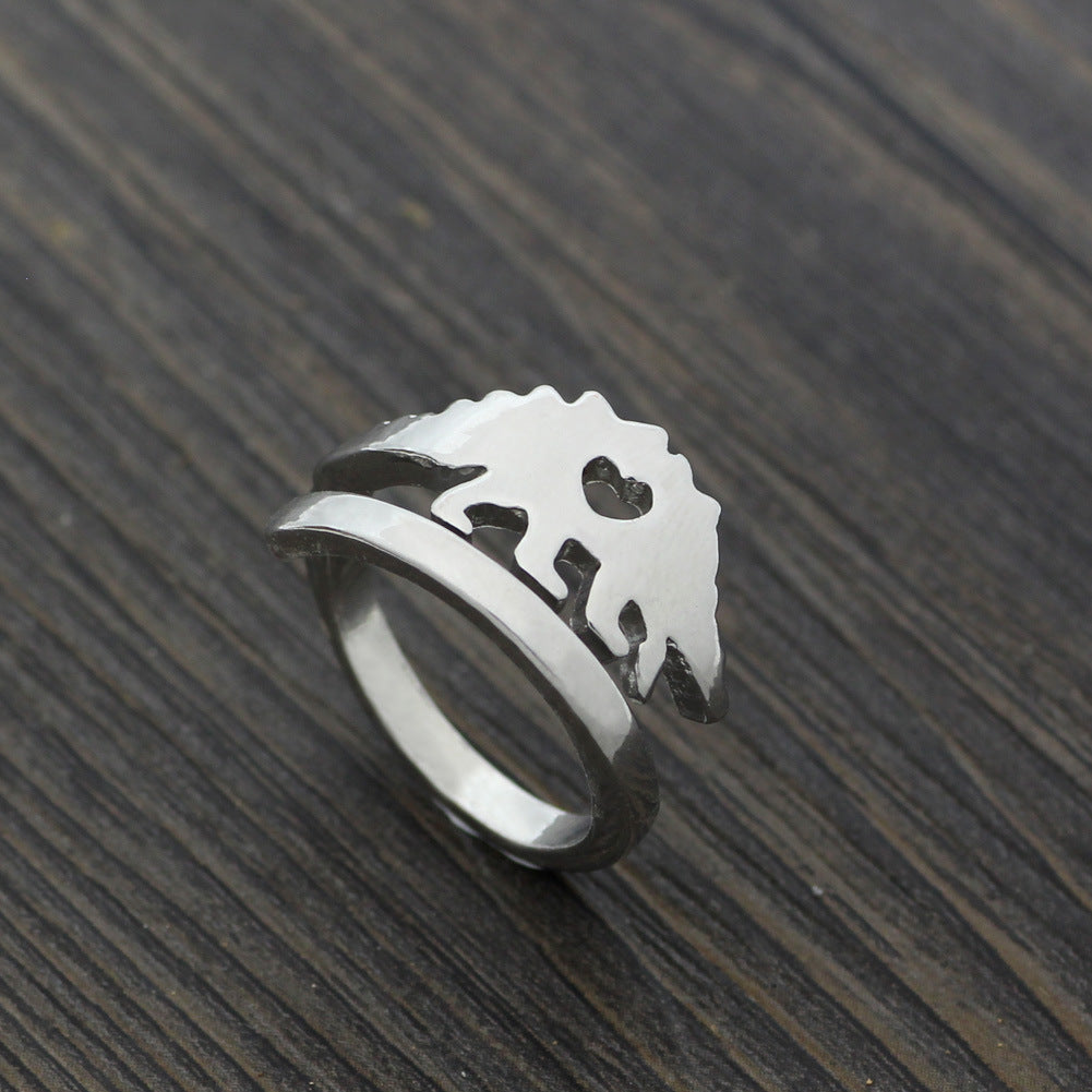 Womens Dinosaur Ring Alloy Jewelry Exquisite Cartoon Character Design Antique Silver Gift For Her Elegant Find