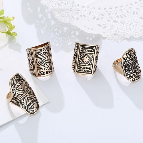 Vintage Ring Set 4 Ring Knuckle Stackable Midi Rings for Women Girls Fashion Jewelry Elegant Durable Gift Idea