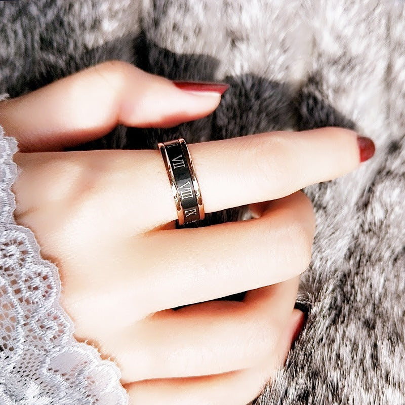 Black Roman Numeral Titanium Steel Ring For Men Women Durable Fashion Jewelry Everyday Accessory For Every Day