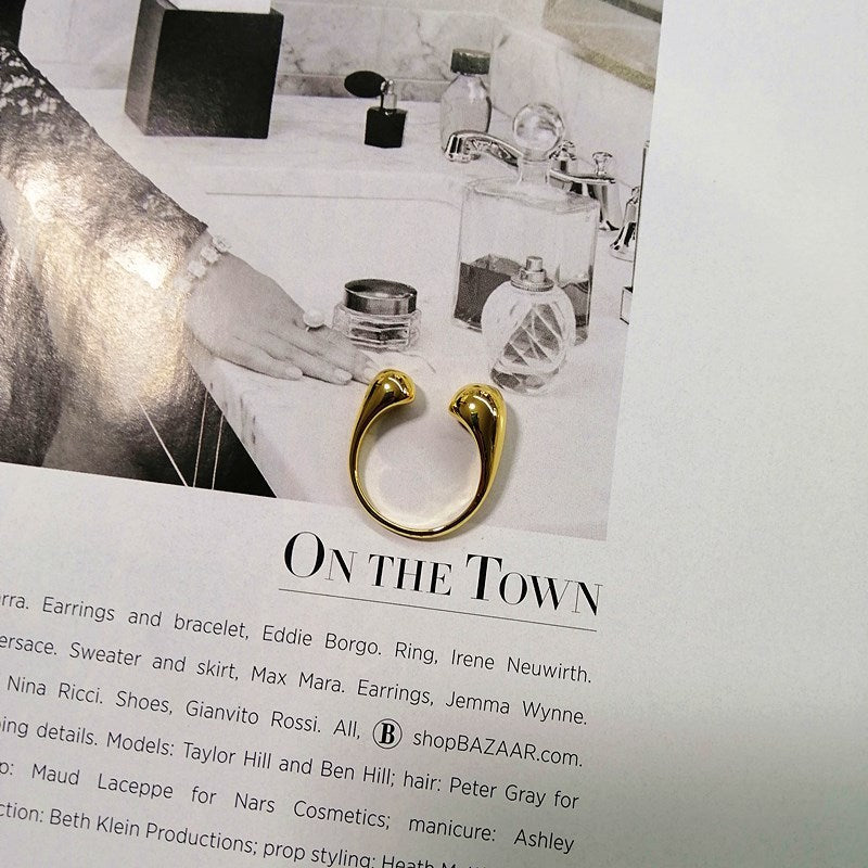 Simple European And American Metal Gold Plated Open Ring