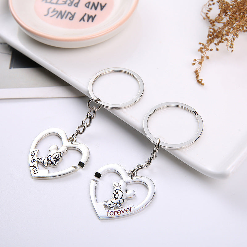 Heart Shaped Keychain Unisex Zinc Alloy Gift Key Ring
