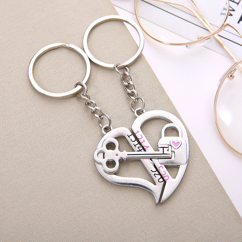 Heart Shaped Keychain Unisex Zinc Alloy Gift Key Ring