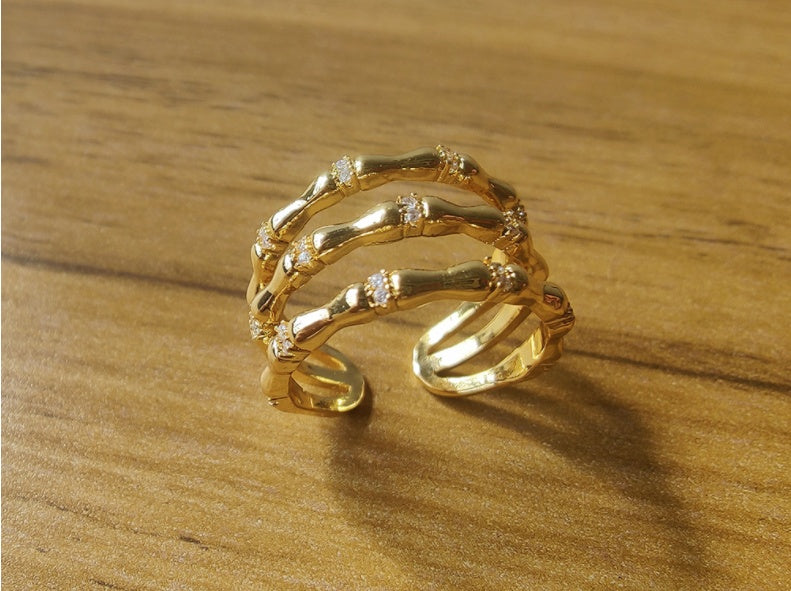 Resilient Bamboo Ring Female Golden Niche Exquisite European And American Simple Trendy Ring
