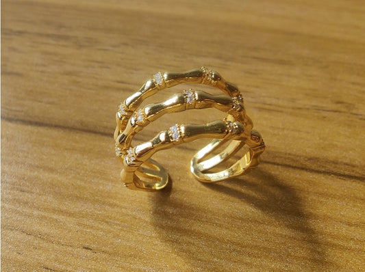 Resilient Bamboo Ring Female Golden Niche Exquisite European And American Simple Trendy Ring