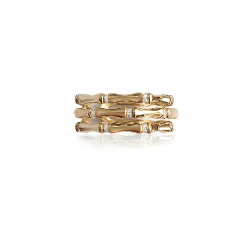 Resilient Bamboo Ring Female Golden Niche Exquisite European And American Simple Trendy Ring