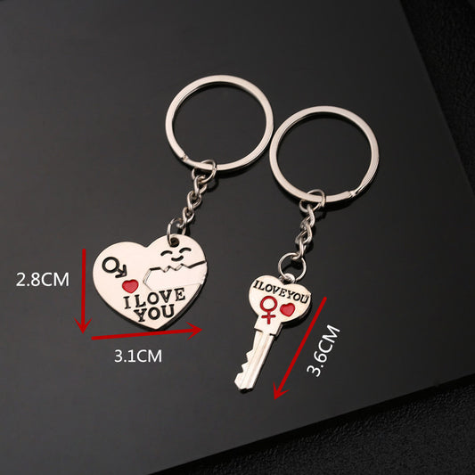 Heart Shaped Keychain Unisex Zinc Alloy Gift Key Ring
