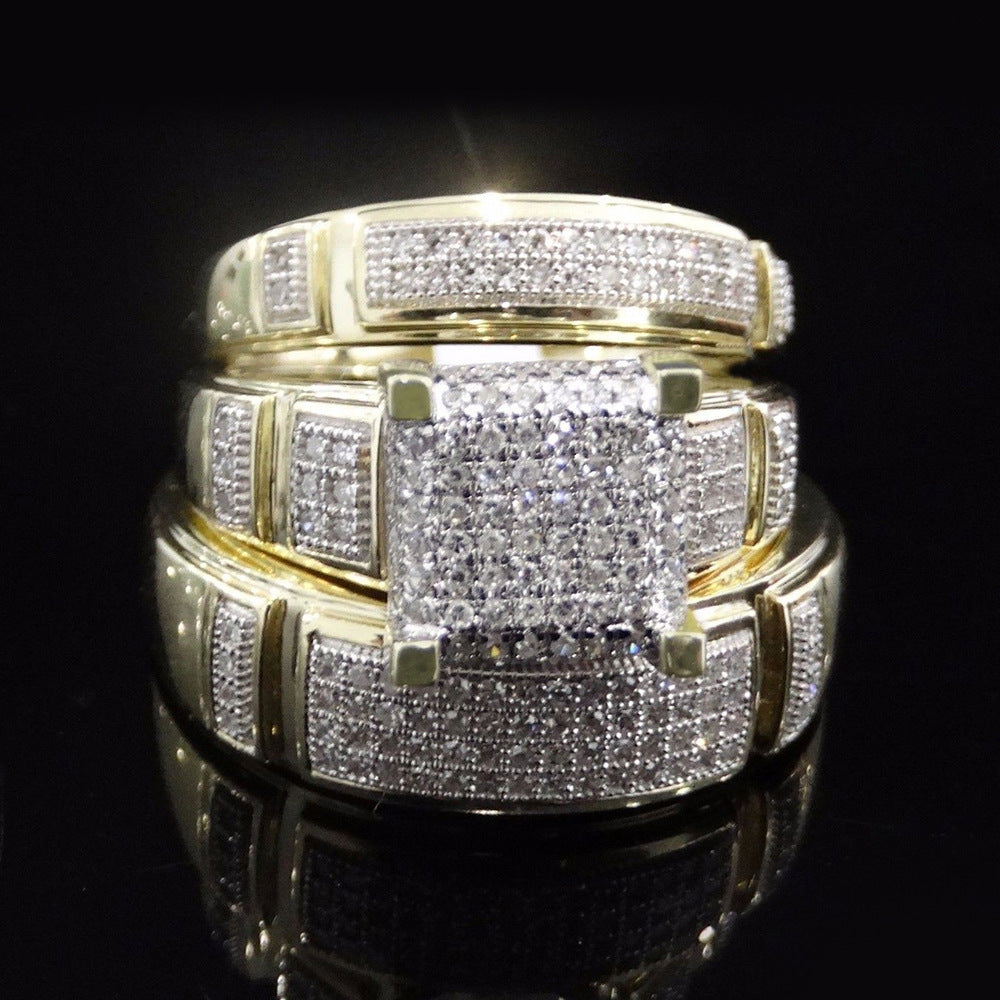 Gold Tone Alloy Diamond Ring For Women Men Size 5 To 12 Jewelry Gift Elegant Design With Delicate Sparkle Glow