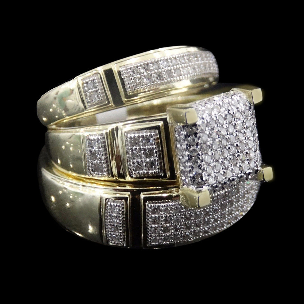 Gold Tone Alloy Diamond Ring For Women Men Size 5 To 12 Jewelry Gift Elegant Design With Delicate Sparkle Glow