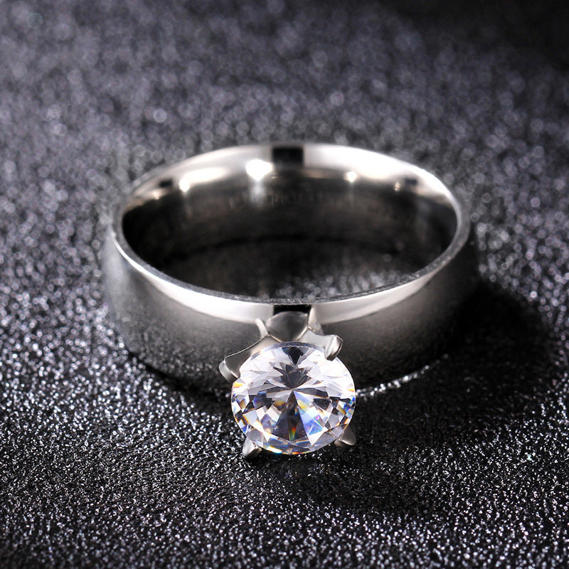 Couple Rings Titanium Steel Gold Plated Stainless Steel Jewelry For Men And Women 6mm With Diamonds Or Without