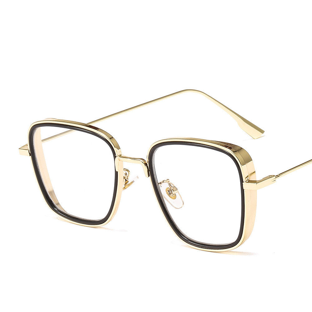 Square Sunglasses Punk Metal Frame UV400 Protection Fashion Design Gray Tone Film Black Frame Double Gray Tone