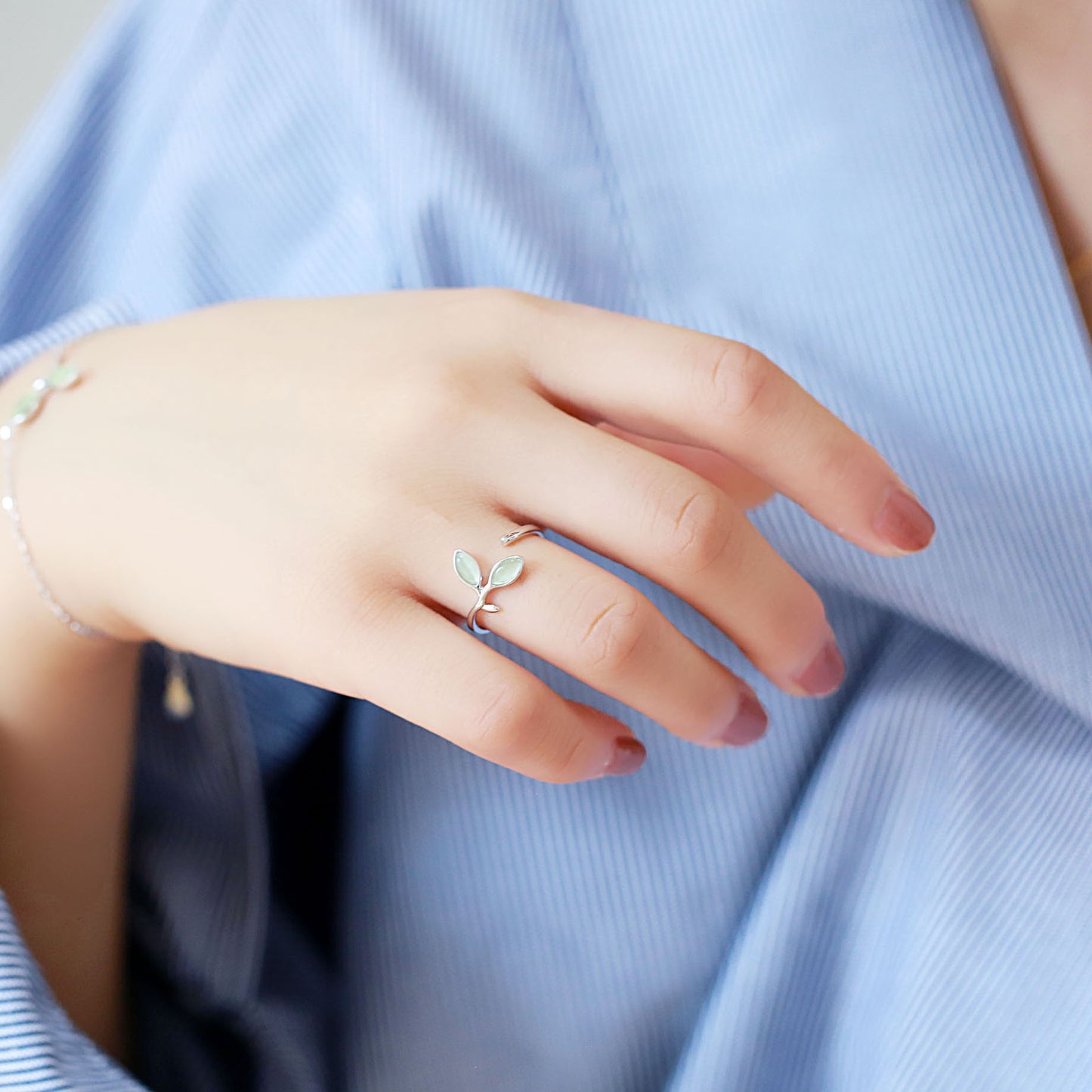 Sterling Silver Flower Ring With Opal Inlay Adjustable Open Tail Ring For Women Fashion Jewelry Everyday Wear Style