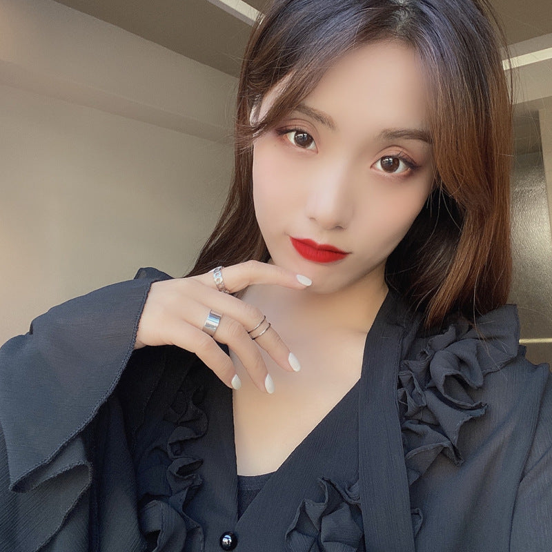 Unisex Rings Set Geometric Silver Electroplated Metal Rings Korean Fashions Classic Styles Individually Packed