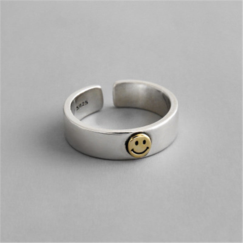 Unisex Open Smiley Face Ring Adjustable Alloy Gold Finish Silver Finish Trendy Design For Everyday Wear And Style