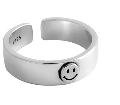 Unisex Open Smiley Face Ring Adjustable Alloy Gold Finish Silver Finish Trendy Design For Everyday Wear And Style