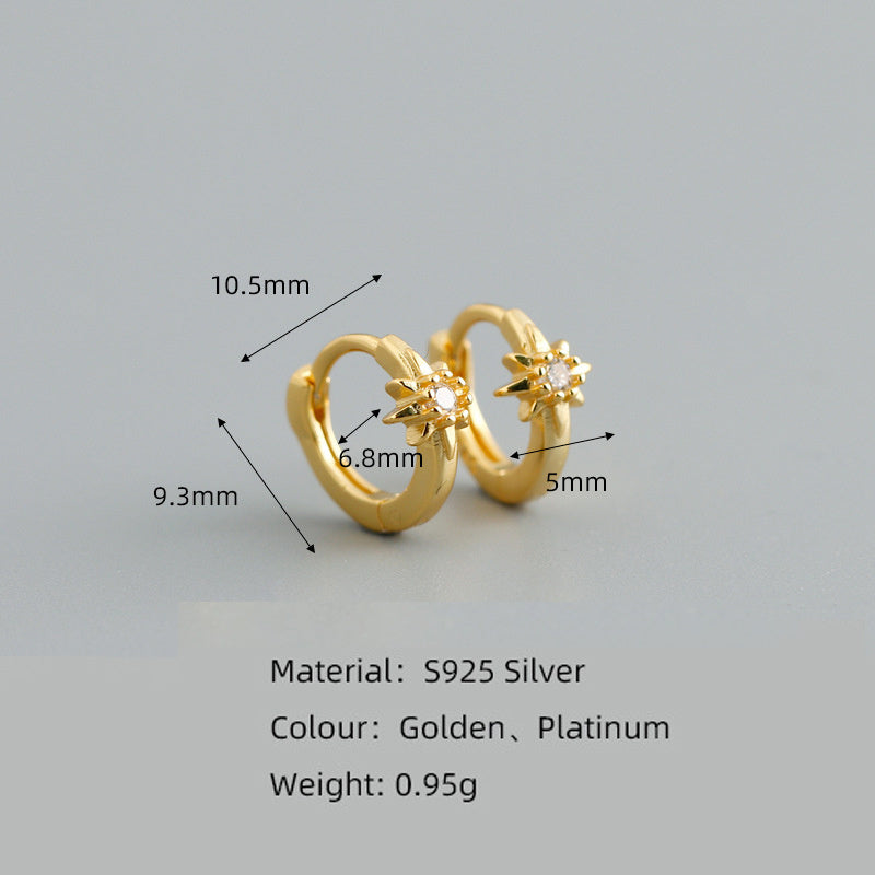 Sterling Silver Earrings Ear Buckle Star-shaped Earrings