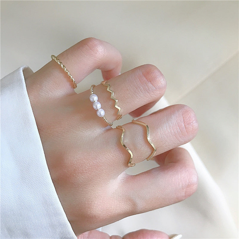Temperament Versatile Knuckle Ring Set Bracelet Alloy Geometric Electroplated Women Chic Everyday Jewelry Gift