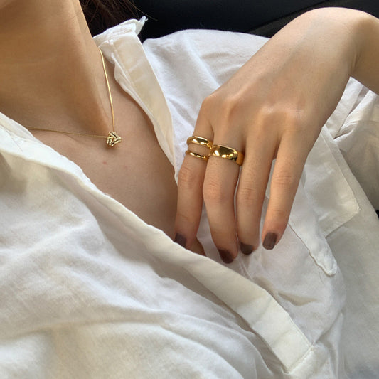 Titanium Steel Gold Plated Couple Rings Geometric Unisex Matching Bands for Wedding Engagement Promise Jewelry Durable