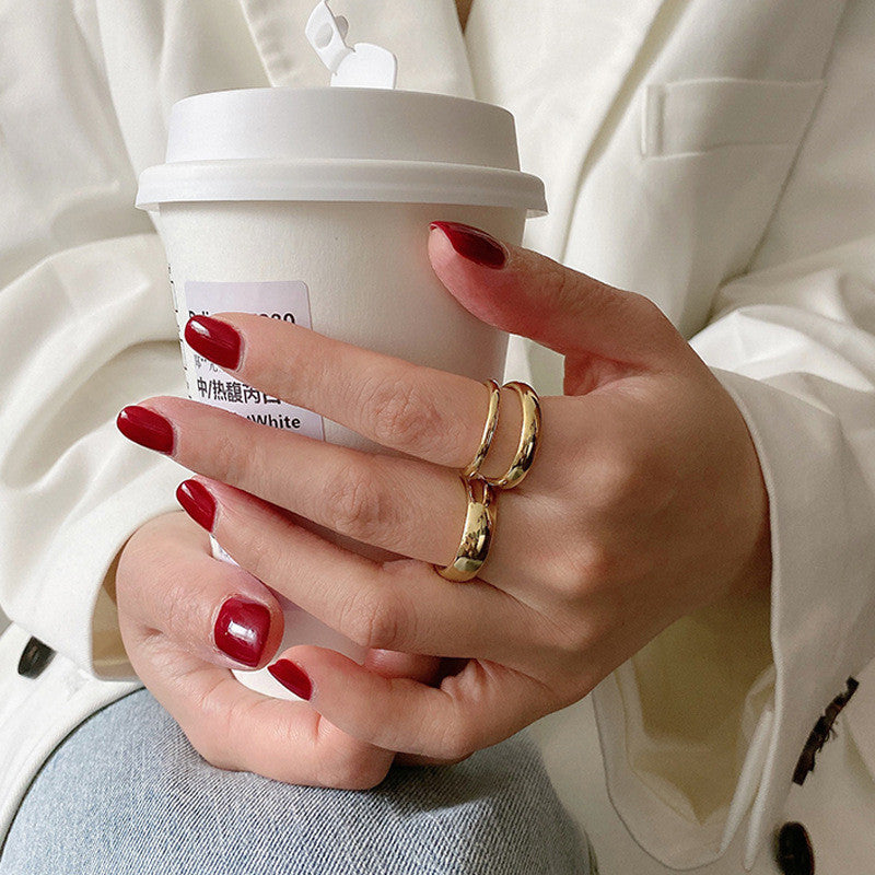 Titanium Steel Gold Plated Couple Rings Geometric Unisex Matching Bands for Wedding Engagement Promise Jewelry Durable