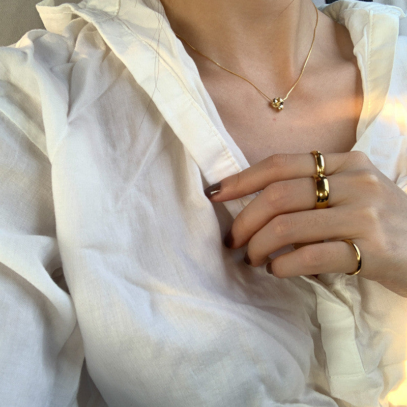 Titanium Steel Gold Plated Couple Rings Geometric Unisex Matching Bands for Wedding Engagement Promise Jewelry Durable