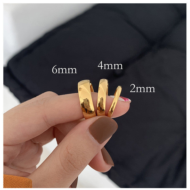 Titanium Steel Gold Plated Couple Rings Geometric Unisex Matching Bands for Wedding Engagement Promise Jewelry Durable