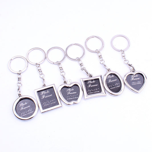Personalized Photo Frame Keychain Metal Key Pendant For Couples Custom Logo Printing Rectangle Rhombus Round
