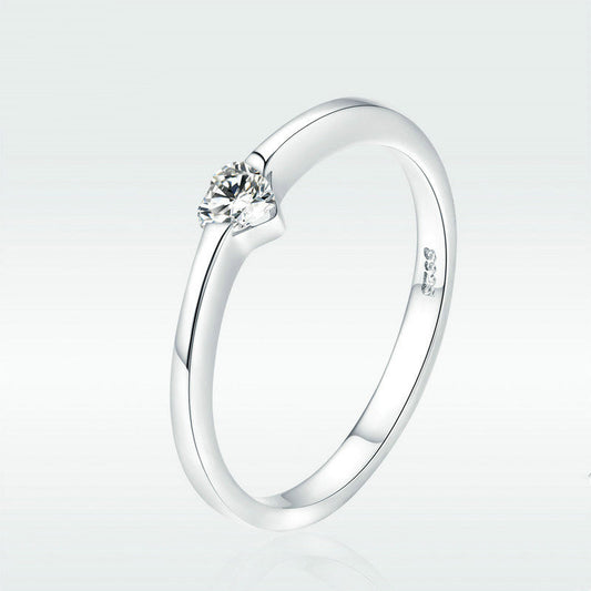 Heart Shaped Ring In Sterling Silver With Gemstone Inlay Fashion Jewelry European Design Elegant Classic Style