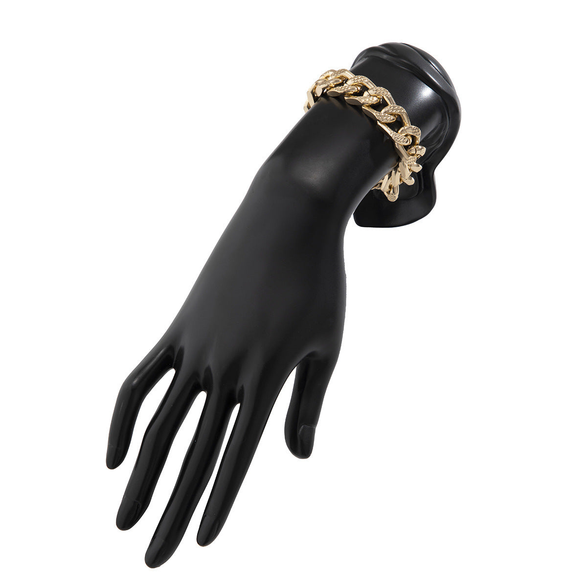 Metal Bracelet Diamond Shaped Textured Chain Retro Design Electroplated Gold And White Type Bracelet Gold 0695