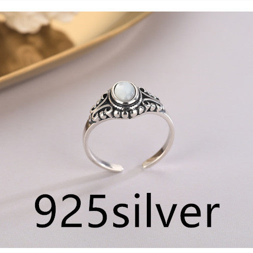 Womens Geometric Wedding Band Ring Fashion Metal Ring With Blue Stone Zinc Alloy Ring Trendy For Wedding Style