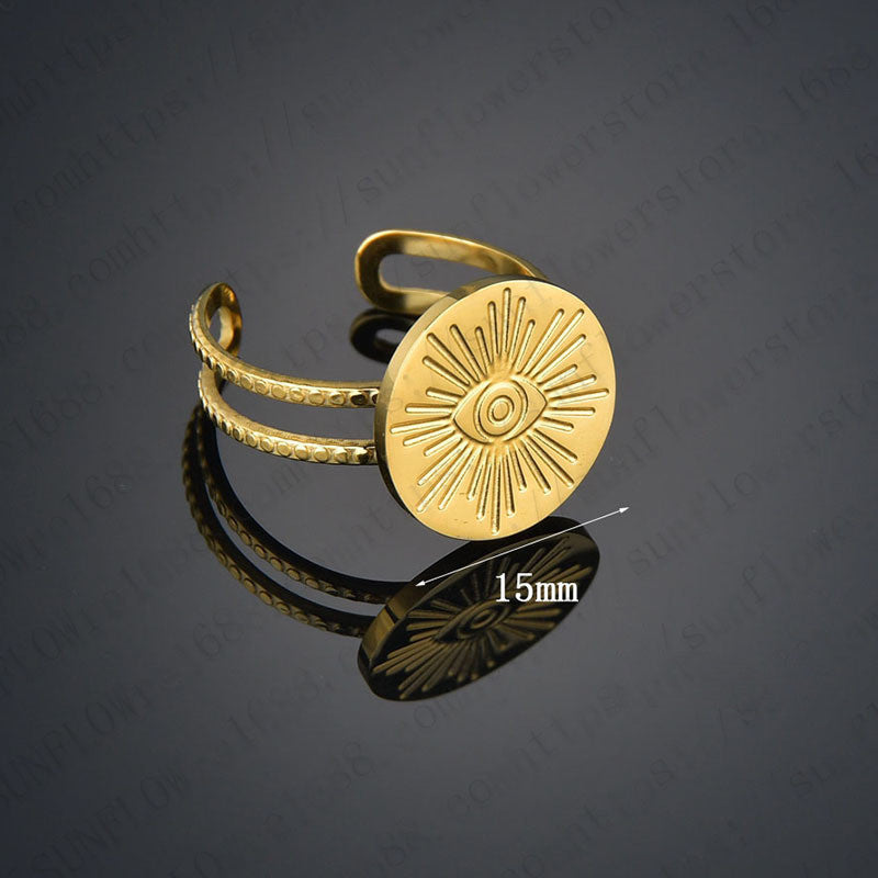 Womens Gold Plated Stainless Steel Oval Texture Geometric Adjustable Opening Bracelet Fashion Jewelry Gift Lux