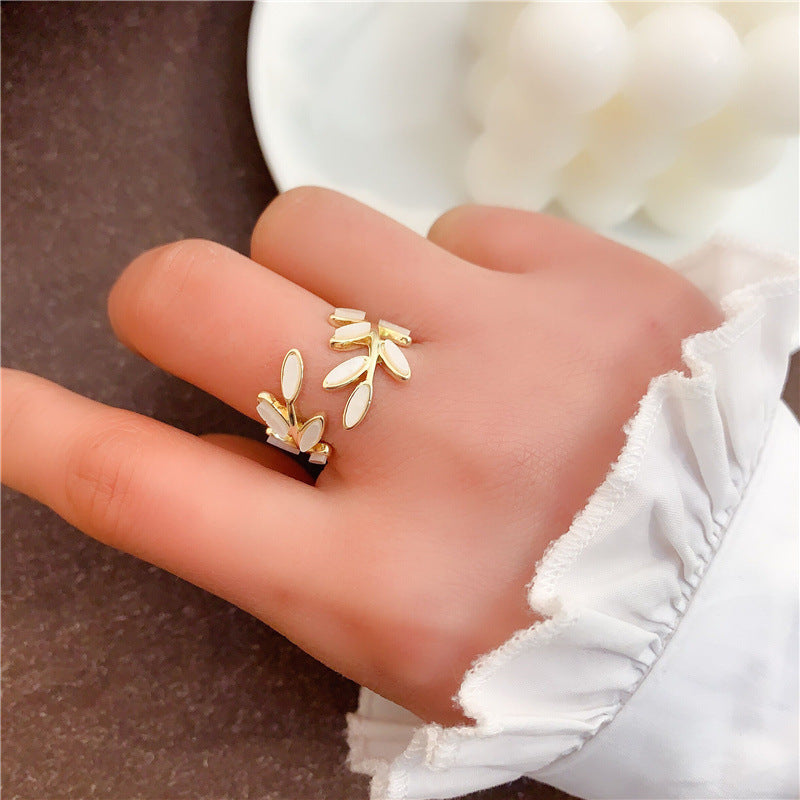 Leaf Ring For Women Adjustable Tree Design Electroplated Metal Fashion Accessory Everyday Wear Trendy Style Day
