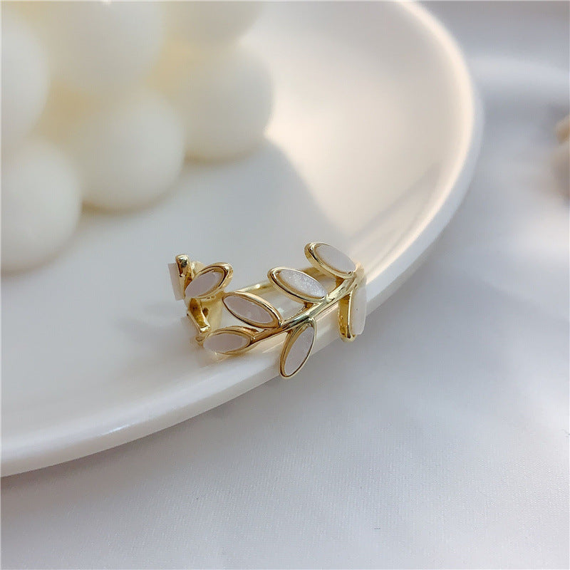 Leaf Ring For Women Adjustable Tree Design Electroplated Metal Fashion Accessory Everyday Wear Trendy Style Day