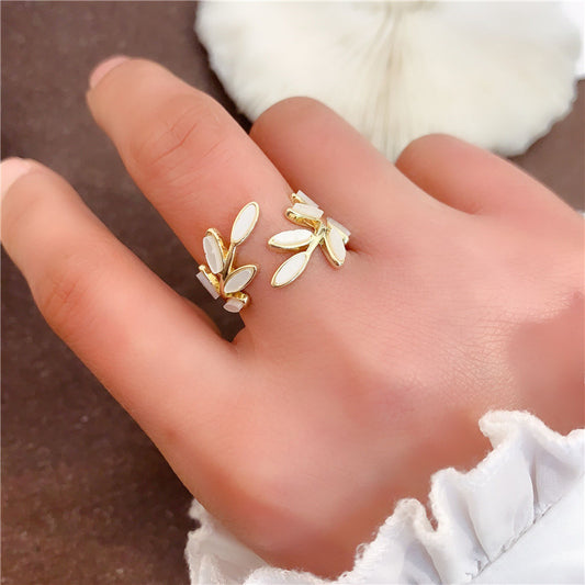 Leaf Ring For Women Adjustable Tree Design Electroplated Metal Fashion Accessory Everyday Wear Trendy Style Day