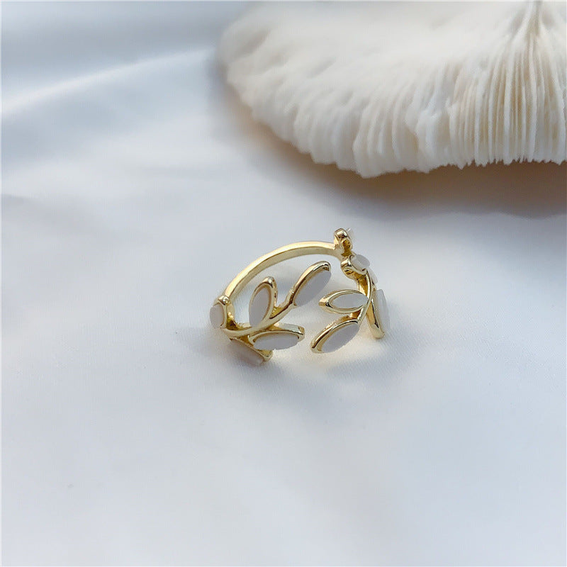 Leaf Ring For Women Adjustable Tree Design Electroplated Metal Fashion Accessory Everyday Wear Trendy Style Day