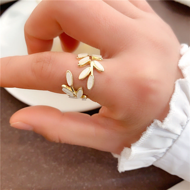 Leaf Ring For Women Adjustable Tree Design Electroplated Metal Fashion Accessory Everyday Wear Trendy Style Day