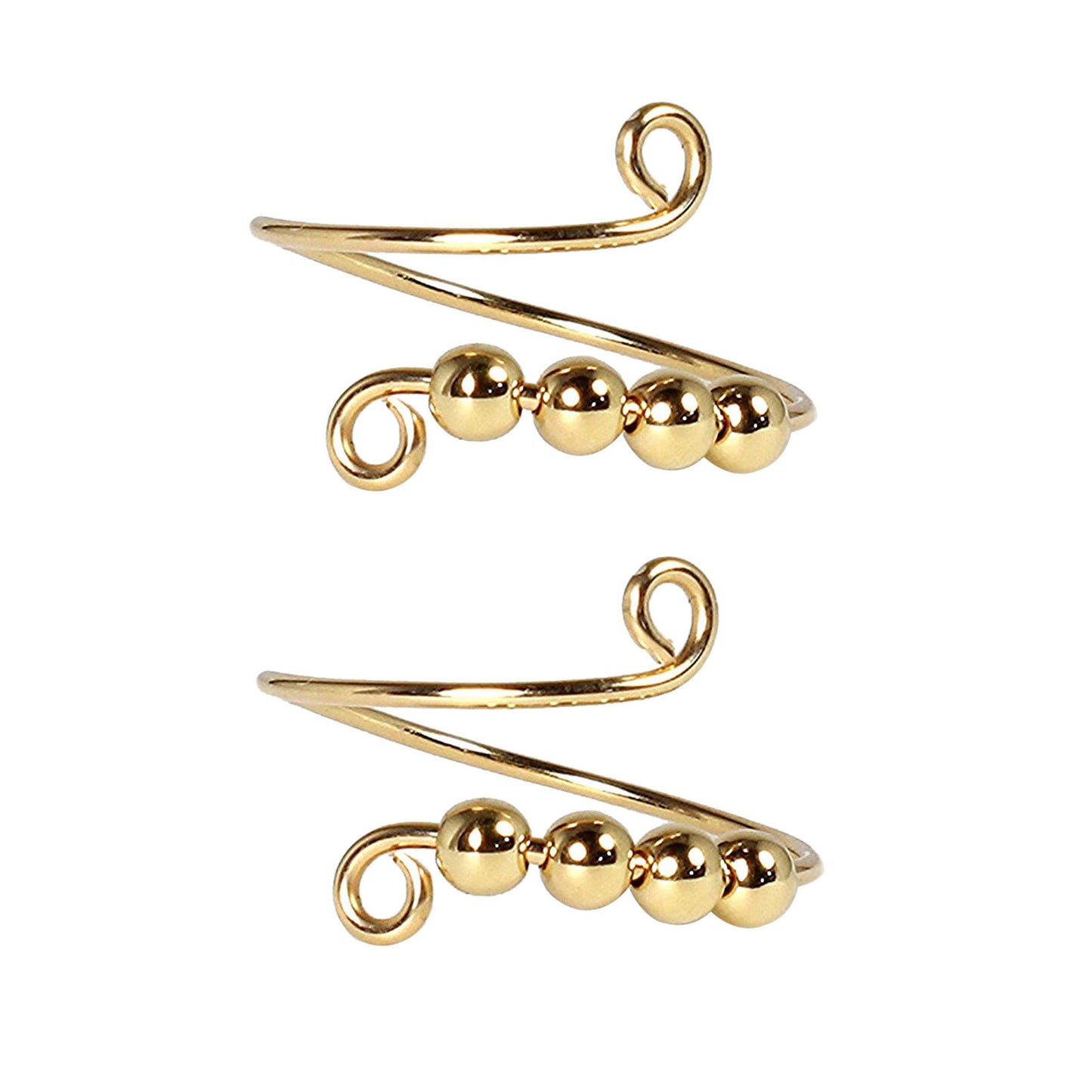 Unisex Adjustable Open Ring With Rotatable Round Bead Geometric Metal Electroplated Gold Tone Finish Birthday Gift