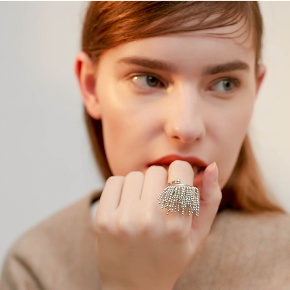 Women Tassel Ring Jewelry Gold Silver Alloy Japanese Korean Style Freshly Baked Fashion Gift For Her Index Finger Ring