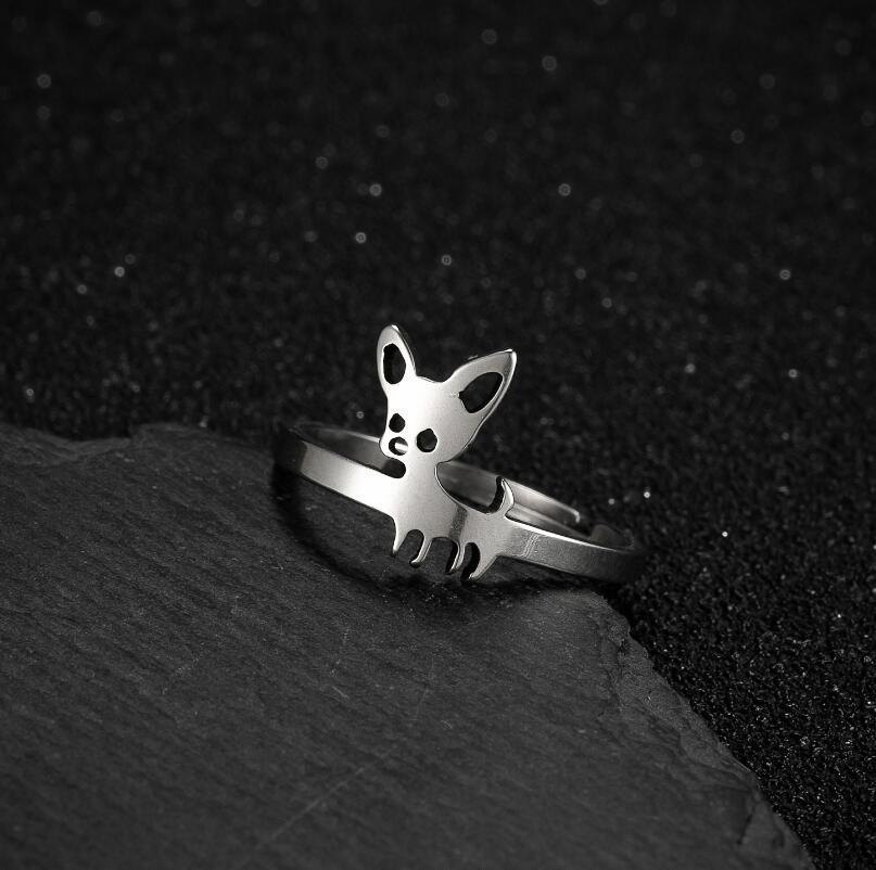 Adjustable Chihuahua Ring Stainless Steel Animal Lover Jewelry Gold Finish Perfect Gift For Dog Owners Perfect