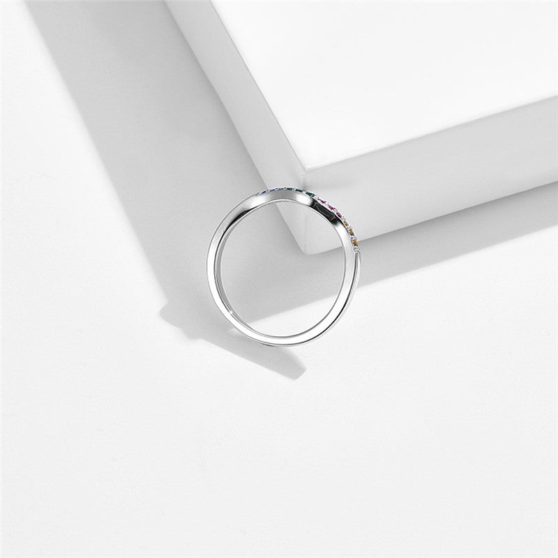 Sterling Silver Zircon Ring Geometric Design for Women S925 Fine Jewelry Gift for Her Everyday Wearable Gift Idea