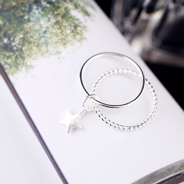 Womens 925 Sterling Silver Five Point Star Ring Multi Layer Star Tail Ring Fashionable Temperament Ring Classy