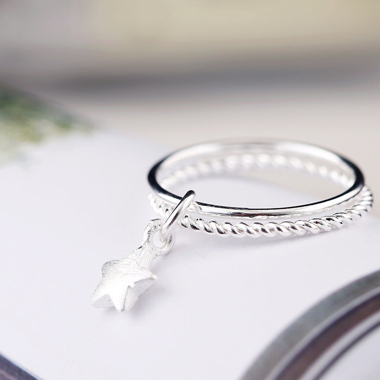 Womens 925 Sterling Silver Five Point Star Ring Multi Layer Star Tail Ring Fashionable Temperament Ring Classy