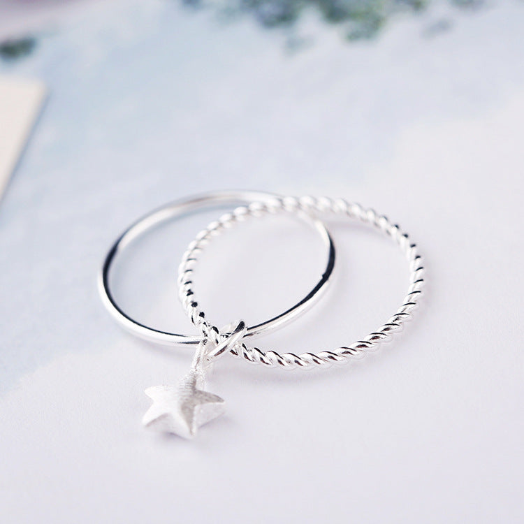 Womens 925 Sterling Silver Five Point Star Ring Multi Layer Star Tail Ring Fashionable Temperament Ring Classy