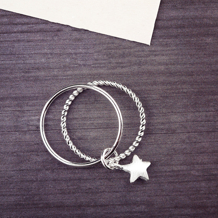 Womens 925 Sterling Silver Five Point Star Ring Multi Layer Star Tail Ring Fashionable Temperament Ring Classy