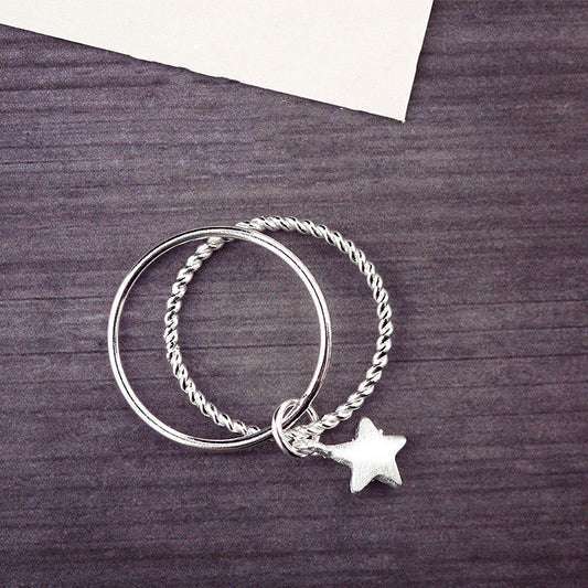 Womens 925 Sterling Silver Five Point Star Ring Multi Layer Star Tail Ring Fashionable Temperament Ring Classy