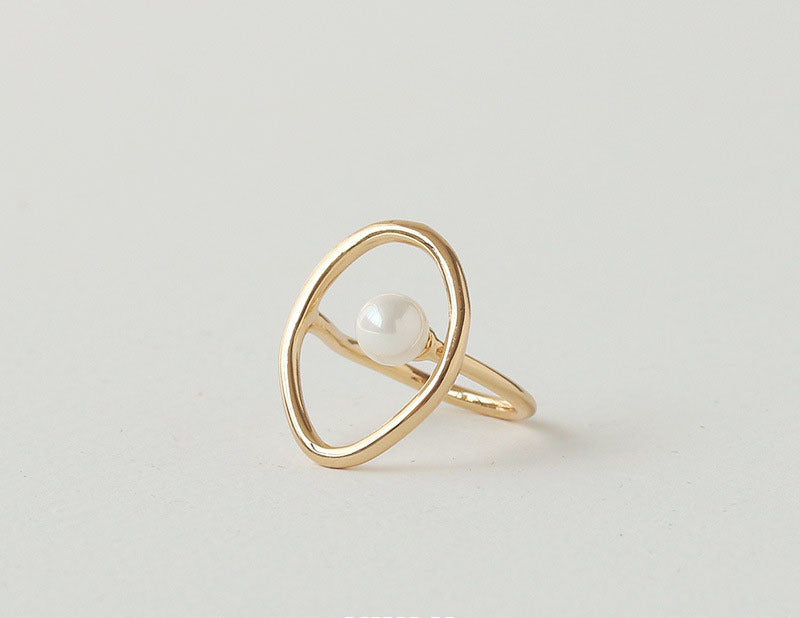 Pearl Open Ring Copper Gold-plated Adjustable Ring 20 New Products