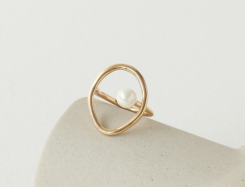 Pearl Open Ring Copper Gold-plated Adjustable Ring 20 New Products