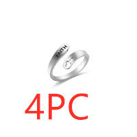 Hollow Cross Stainless Steel Ring Engraved Faith Unisex