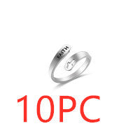 Hollow Cross Stainless Steel Ring Engraved Faith Unisex