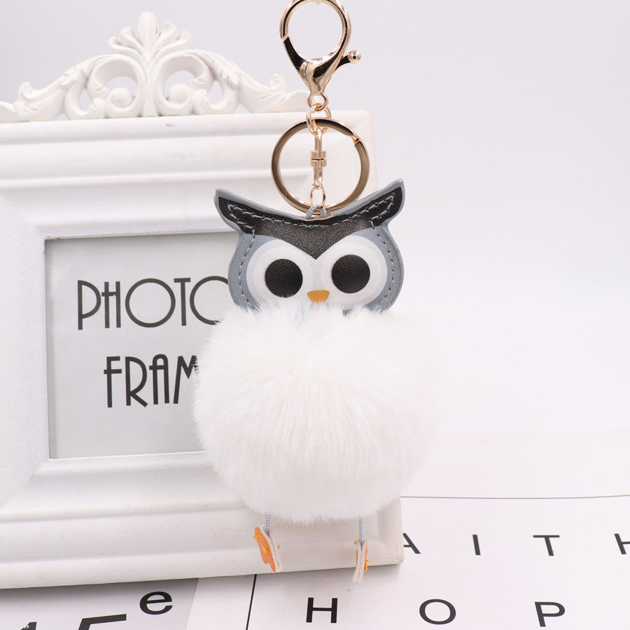 Plush Owl Keychains Fluffy Ball Key Ring For Backpack Bag Decoration Adorable Animal Accessory Unisex Keychain