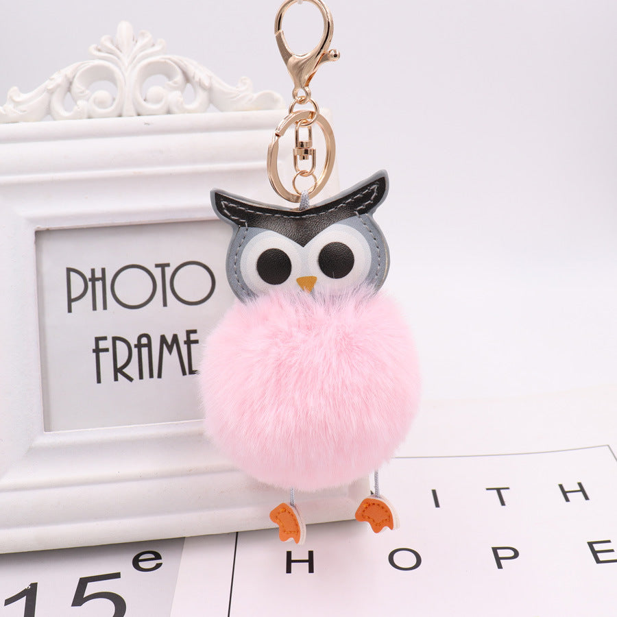 Plush Owl Keychains Fluffy Ball Key Ring For Backpack Bag Decoration Adorable Animal Accessory Unisex Keychain