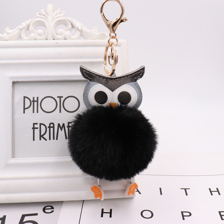 Plush Owl Keychains Fluffy Ball Key Ring For Backpack Bag Decoration Adorable Animal Accessory Unisex Keychain